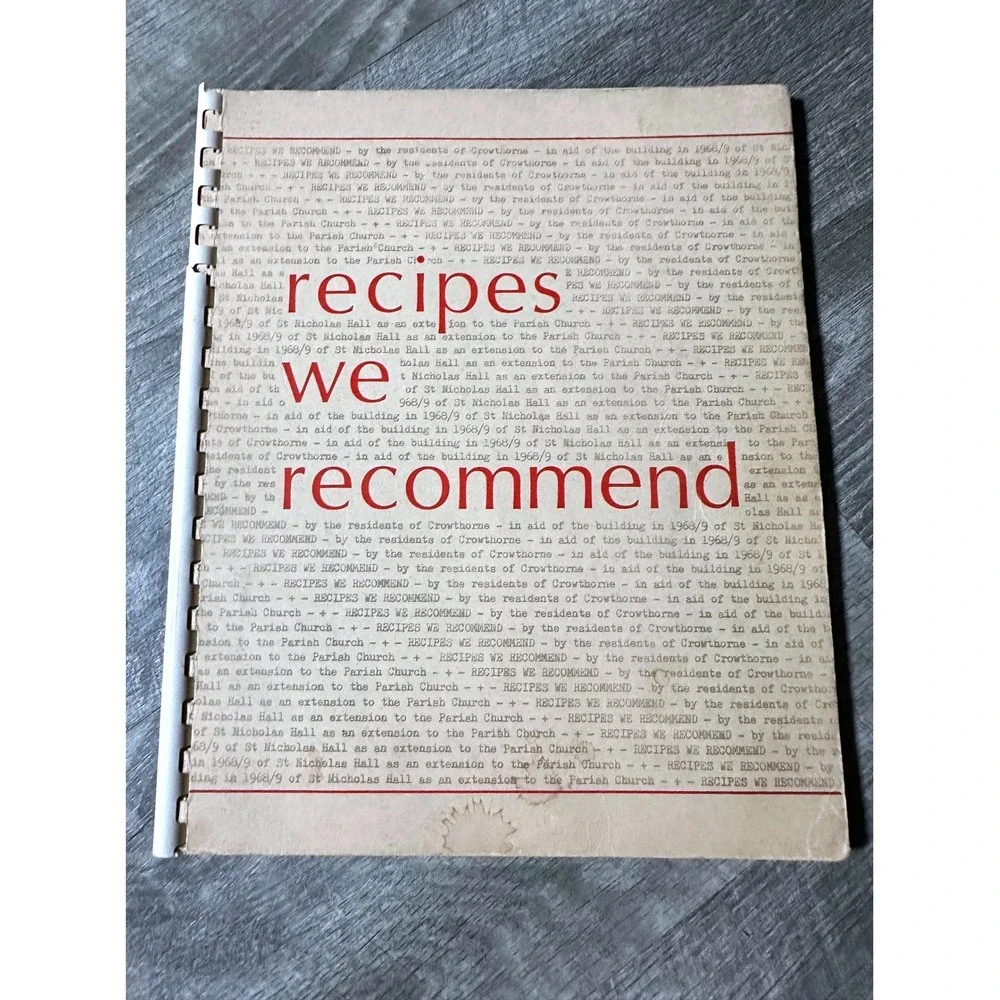 Vintage 1969 Crowthorne England Church Community Cookbook St Nicholas Recipes